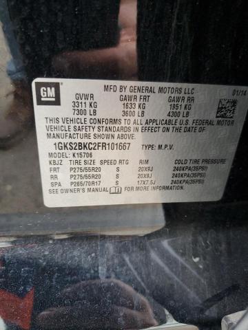 1GKS2BKC2FR101667 GMC YUKON SLT