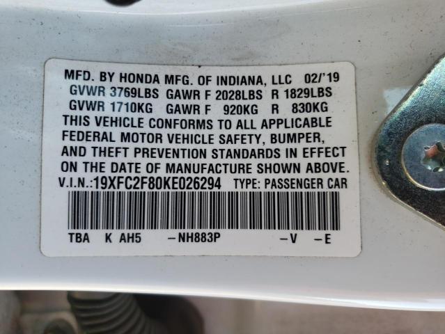 19XFC2F80KE026294 Honda Civic Sport