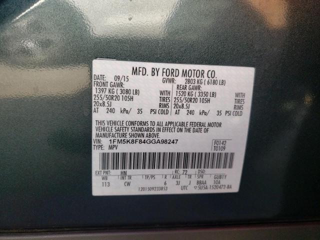 1FM5K8F84GGA98247 Ford Explorer Limited