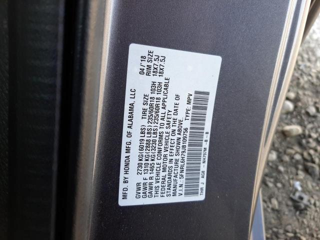 5FNRL6H79JB109756 Honda ODYSSEY EXL