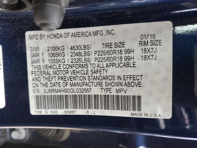 5J6RM4H90GL032567 Honda Cr-v Touring