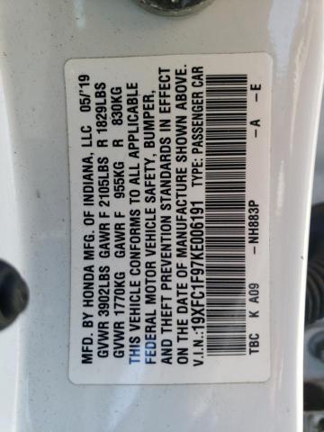 19XFC1F97KE006191 Honda Civic Touring