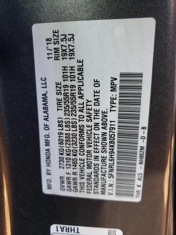 5FNRL6H94KB057911 Honda Odyssey Elite