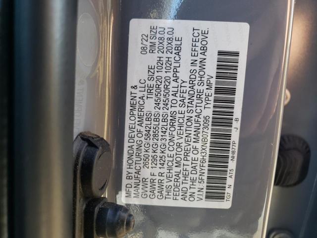 5FNYF6H3XNB073095 Honda Pilot Sport