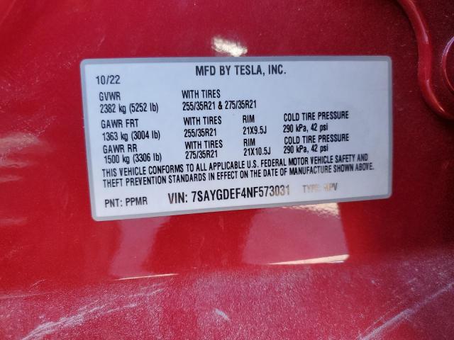7SAYGDEF4NF573031 Tesla Model Y