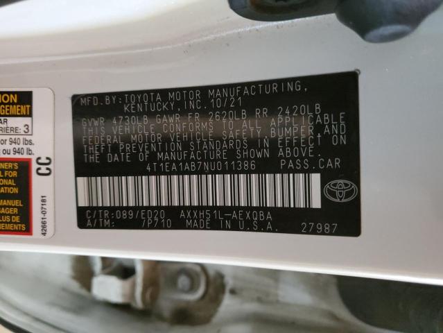 4T1EA1AB7NU011386 Toyota Avalon Nig