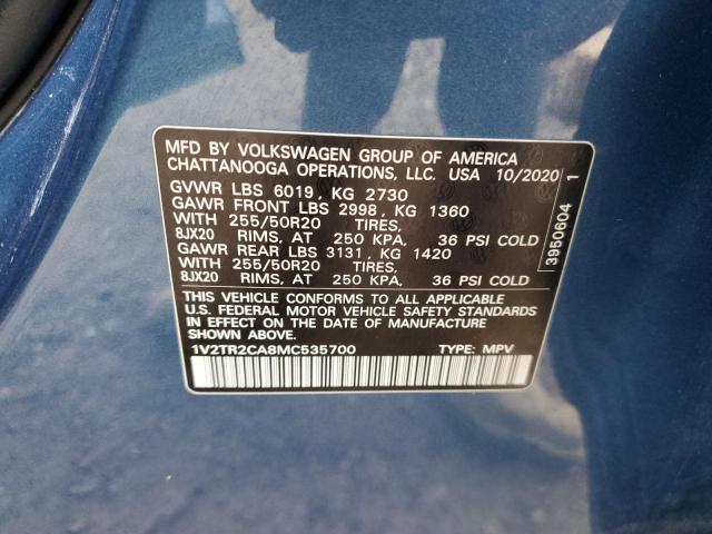 1V2TR2CA8MC535700 Volkswagen ATLAS SEL