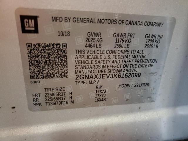 2GNAXJEV3K6162099 Chevrolet EQUINOX LT