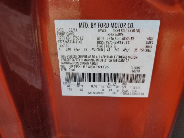 1FTFX1EFXEKE51795 Ford F150 Super Cab