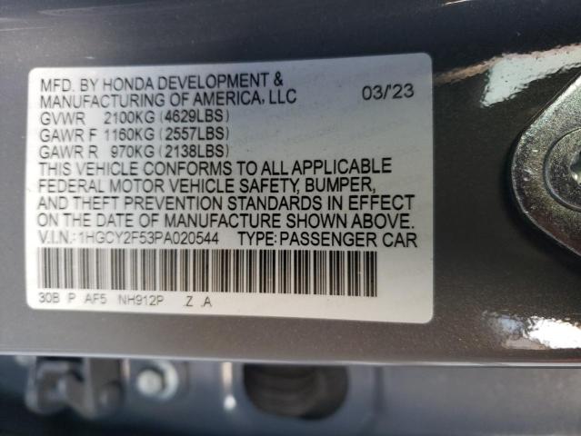 1HGCY2F53PA020544 Honda Accord Hybrid Sport