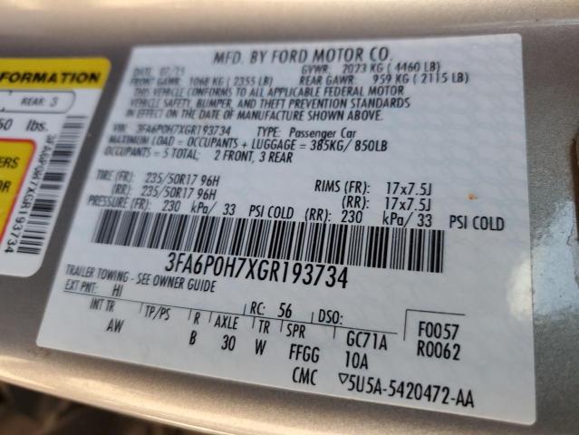 3FA6P0H7XGR193734 Ford FUSION SE