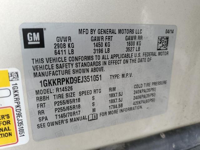 1GKKRPKD9EJ351051 GMC ACADIA SLE