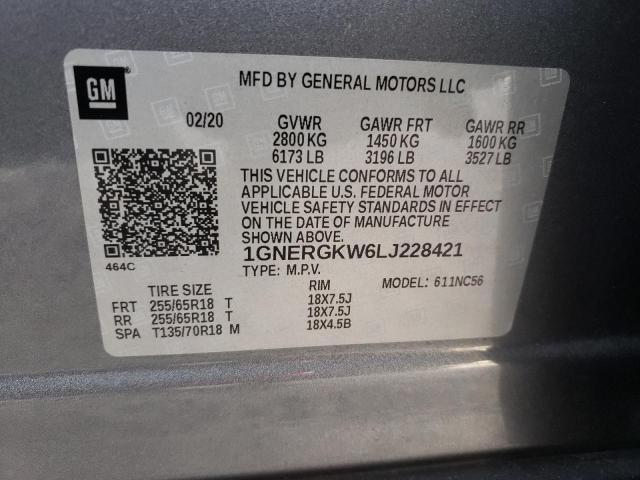1GNERGKW6LJ228421 Chevrolet Traverse Lt