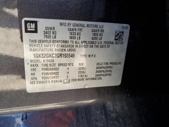 1GKS2GKC7GR193549 GMC Yukon Xl K1500 Slt
