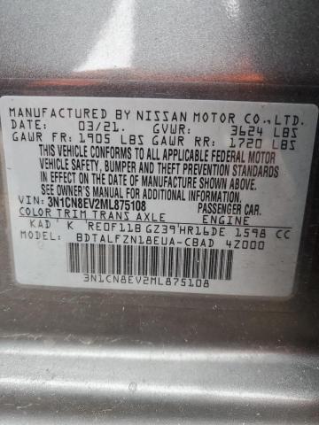 3N1CN8EV2ML875108 Nissan VERSA SV