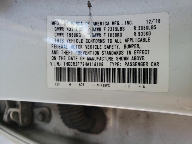 1HGCR2F79HA118106 Honda ACCORD EX