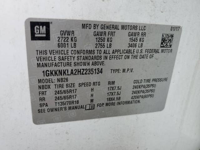 1GKKNKLA2HZ235134 GMC ACADIA SLE