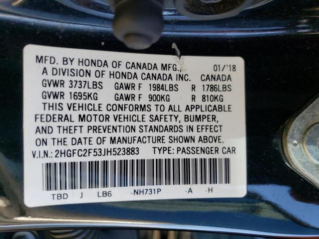 2HGFC2F53JH523883 Honda Civic Lx