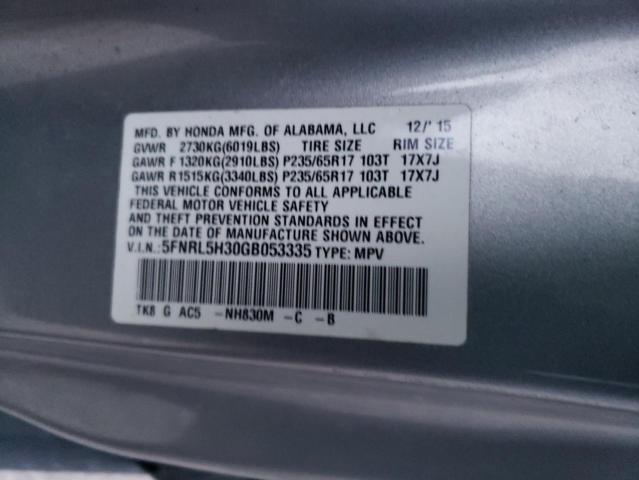 5FNRL5H30GB053335 Honda ODYSSEY SE