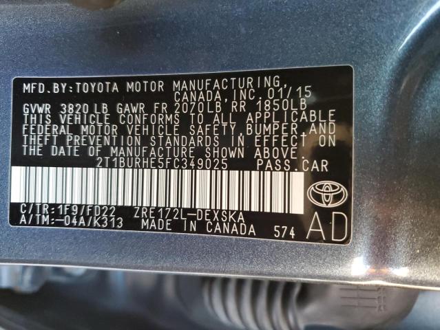 2T1BURHE5FC349025 Toyota COROLLA L