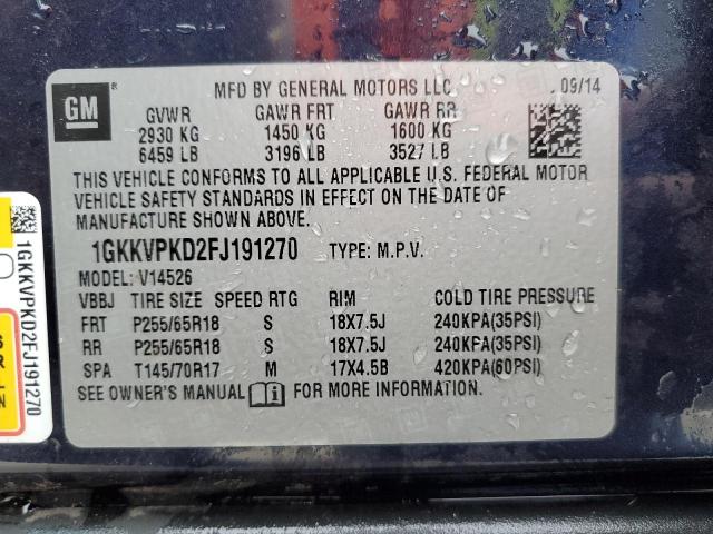 1GKKVPKD2FJ191270 GMC ACADIA SLE