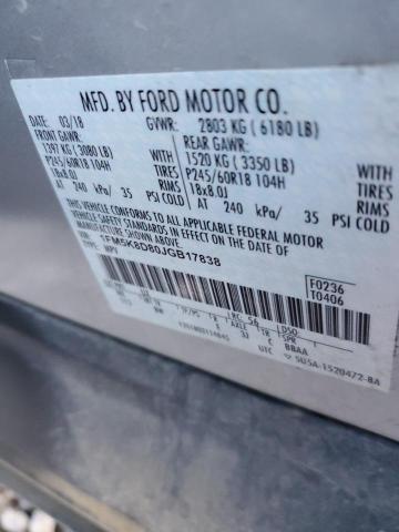 1FM5K8D80JGB17838 Ford EXPLORER XLT