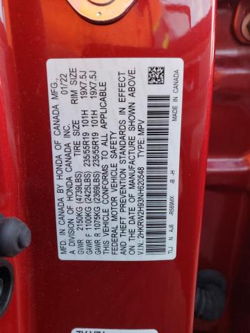 2HKRW2H93NH620548 Honda Cr-v Touring