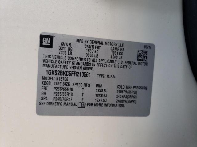1GKS2BKC5FR210561 GMC YUKON SLT