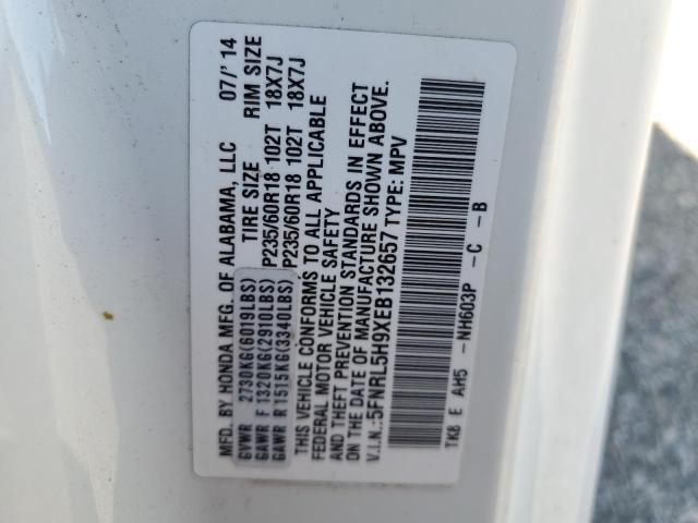5FNRL5H9XEB132657 Honda Odyssey Touring