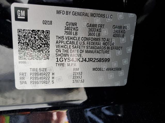 1GYS4JKJ4JR258599 Cadillac Escalade Esv Premium Luxury