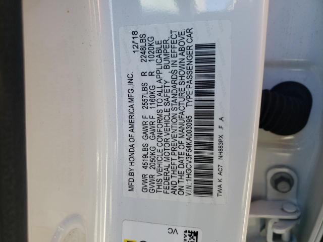 1HGCV3F54KA003095 Honda Accord Hybrid Exl