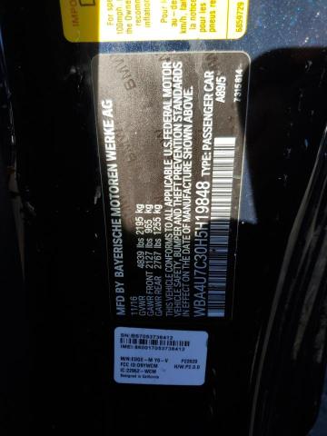 WBA4U7C30H5H19848 BMW 430I