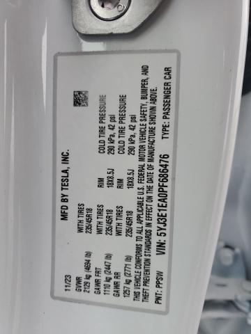 5YJ3E1EA0PF686476 Tesla MODEL 3