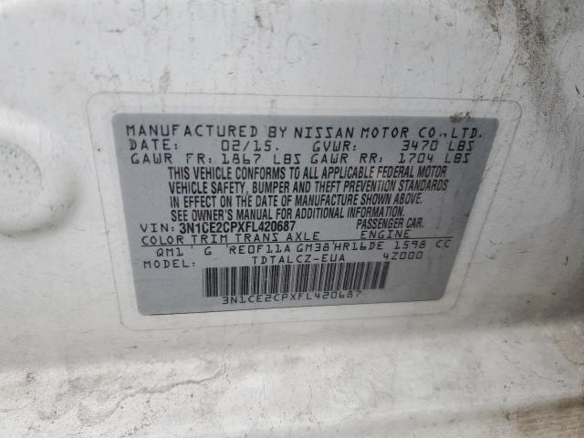3N1CE2CPXFL420687 Nissan Versa Note S
