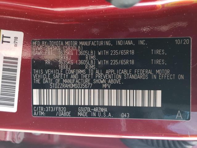 Toyota Highlander L 2021 5TDZZRAH0MS035677 Image 13