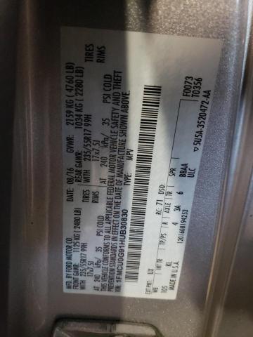 1FMCU0G91HUB30830 Ford ESCAPE SE