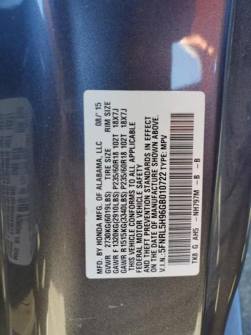 5FNRL5H96GB010722 Honda Odyssey Touring