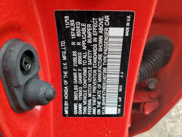 SHHFK7H60KU407356 Honda CIVIC EX