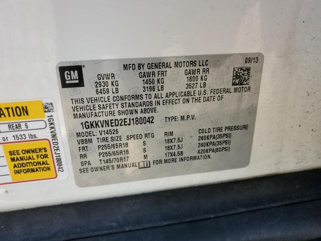 1GKKVNED2EJ180042 GMC ACADIA SLE
