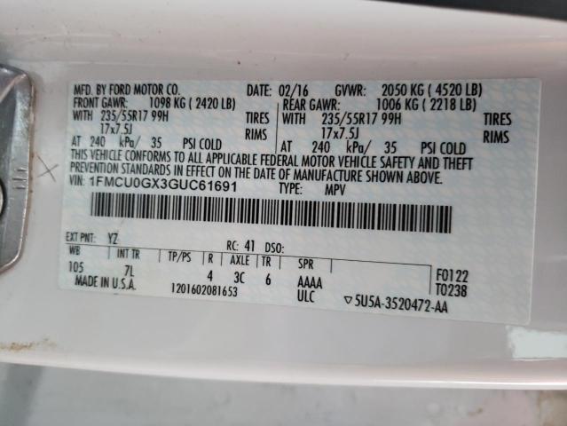 1FMCU0GX3GUC61691 Ford ESCAPE SE