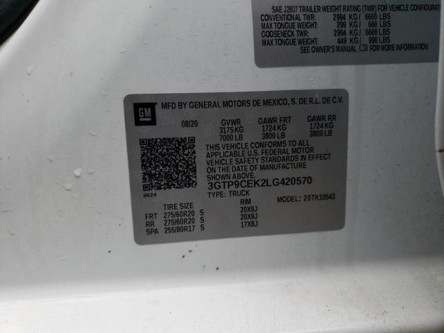 3GTP9CEK2LG420570 GMC Sierra K1500 Elevation