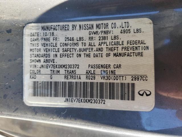 JN1EV7EK0KM230372 Infiniti Q60 PURE