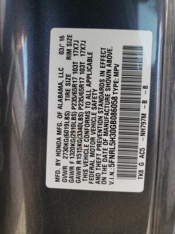 5FNRL5H30GB086058 Honda ODYSSEY SE