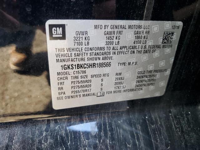 1GKS1BKC5HR188566 GMC YUKON SLT