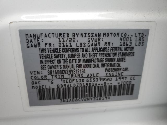 3N1AB8CV2NY312194 Nissan SENTRA SV