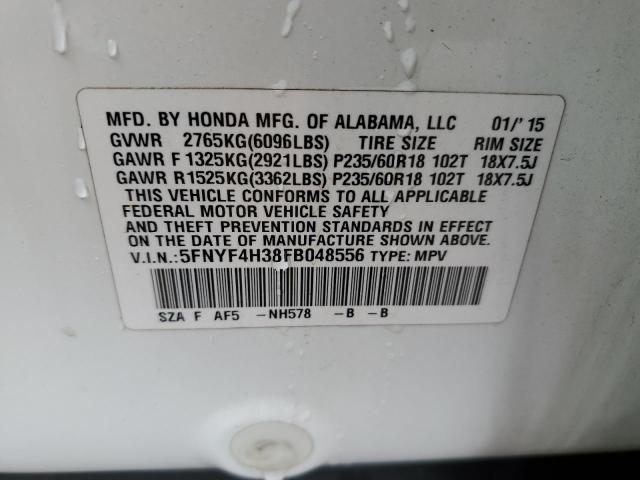 5FNYF4H38FB048556 Honda PILOT SE