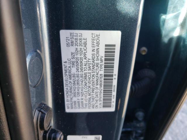 5FNYF6H21MB087828 Honda PILOT SE