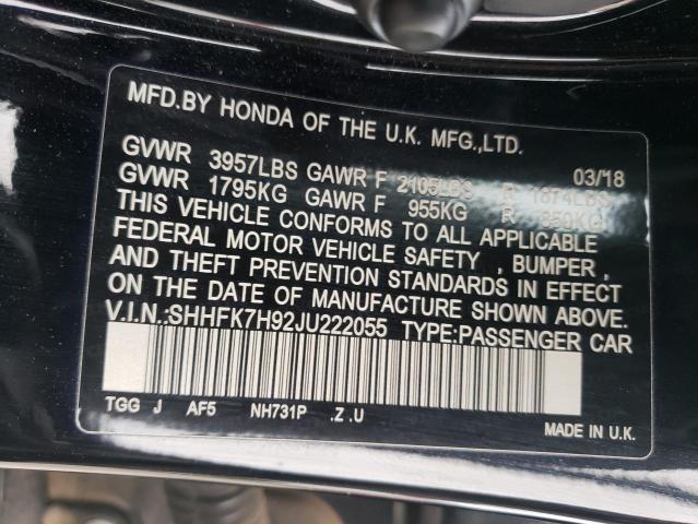 SHHFK7H92JU222055 Honda Civic Sport Touring