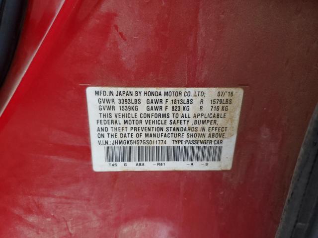 JHMGK5H57GS011774 Honda FIT LX