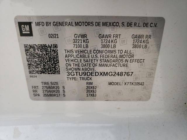 3GTU9DEDXMG248767 GMC Sierra K1500 Slt
